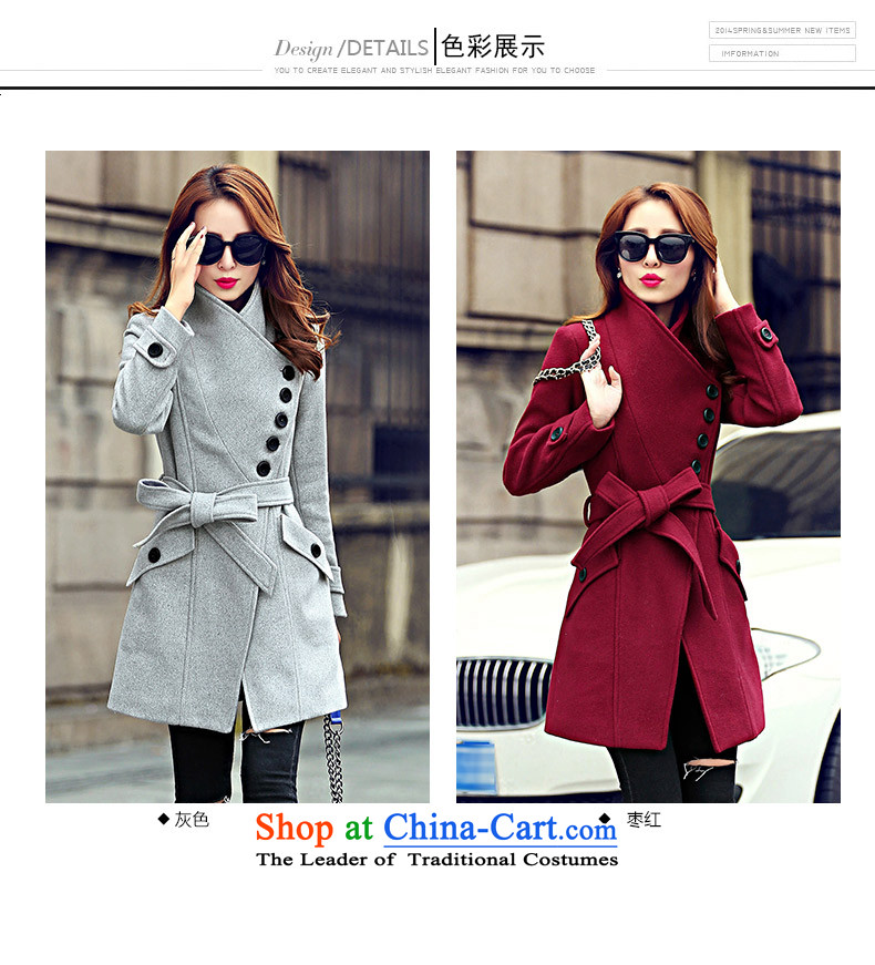 Memnarch Rikke 2015 autumn and winter new women's Korea version? coats and stylish Sau San tether collar jacket in gross so long coats female 971 gross? chestnut horses L picture, prices, brand platters! The elections are supplied in the national character of distribution, so action, buy now enjoy more preferential! As soon as possible.