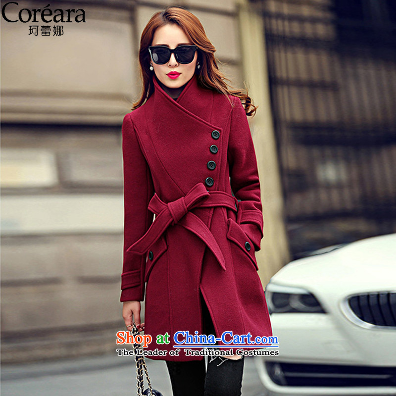 Memnarch Rikke 2015 autumn and winter new women's Korea version? coats and stylish Sau San tether collar jacket in gross so long coats female 971 gross? chestnut horses , L, Memnarch coreara na (lei) , , , shopping on the Internet