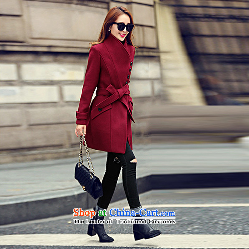 Memnarch Rikke 2015 autumn and winter new women's Korea version? coats and stylish Sau San tether collar jacket in gross so long coats female 971 gross? chestnut horses , L, Memnarch coreara na (lei) , , , shopping on the Internet