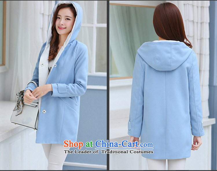 Tea Culture Qinyang Yu 2015 autumn and winter Korean New larger gross so Sau San jackets with a cloak for long coats gross? light blue XXL picture, prices, brand platters! The elections are supplied in the national character of distribution, so action, buy now enjoy more preferential! As soon as possible.