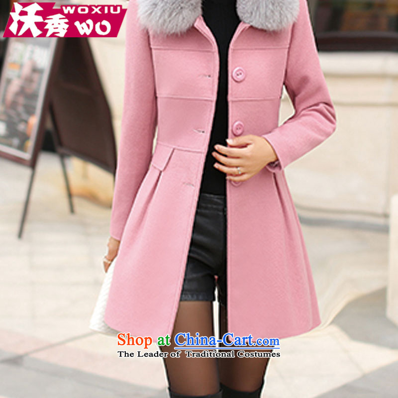 Sau 2015 Winter Kosovo New Women's jacket coat Korean gross?   in long hair? pink leather jacket 1604 XL, Kosovo-soo (voshow) , , , shopping on the Internet