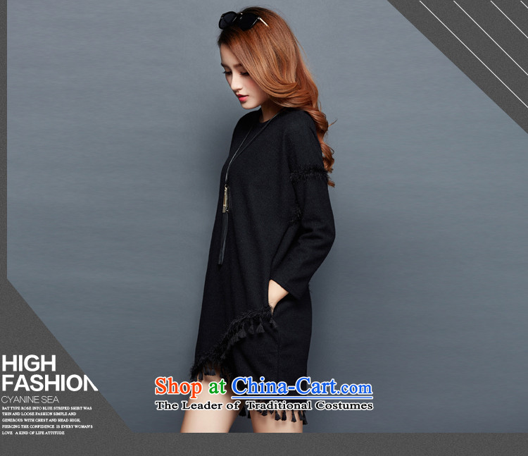 Large 2015 Zz&ff female thick mm autumn knitted dress lanterns edging long-sleeved loose video thin dresses XXXL black pictures new products, prices, brand platters! The elections are supplied in the national character of distribution, so action, buy now enjoy more preferential! As soon as possible.