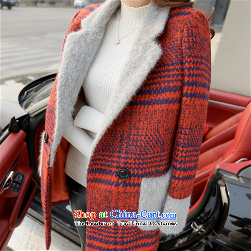 Overnight Addis Ababa Snow Fall/Winter Collections 2015 new coats girl handing gross?   the tether strap Korea version long wool coat female red checkered? M overnight snow (XIBEIXUE Addis Ababa) , , , shopping on the Internet