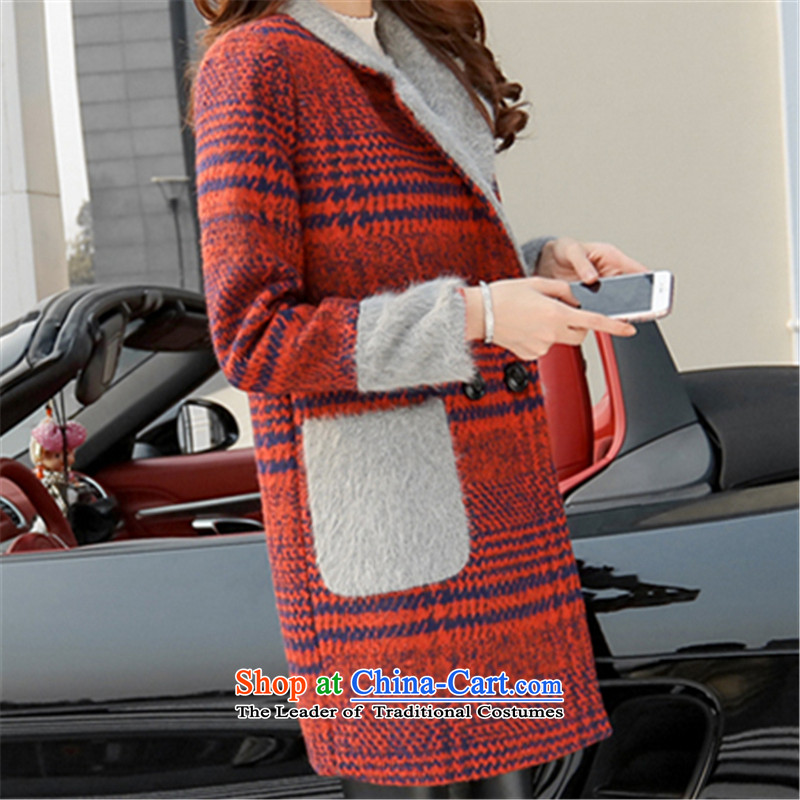 Overnight Addis Ababa Snow Fall/Winter Collections 2015 new coats girl handing gross?   the tether strap Korea version long wool coat female red checkered? M overnight snow (XIBEIXUE Addis Ababa) , , , shopping on the Internet