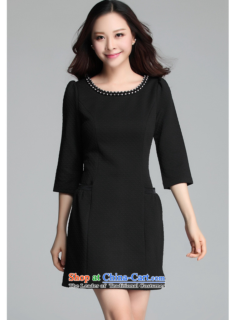 Optimize m Gigi Lai 2015 Fall/Winter Collections new to increase women's code simple round-neck collar 7 cuff lace stitching king thick with pockets skirt black XXXXL picture, prices, brand platters! The elections are supplied in the national character of distribution, so action, buy now enjoy more preferential! As soon as possible.