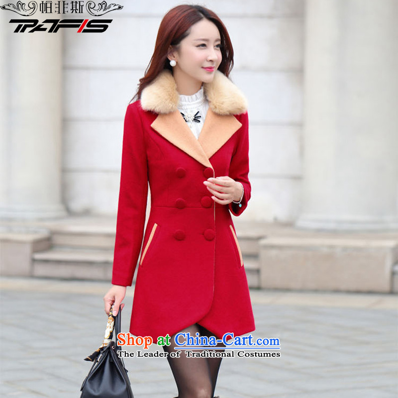 Palau, non-jacket in long?_ women's cashmere cloak a wool coat women 2015 new Korean windbreaker mother autumn red?XL