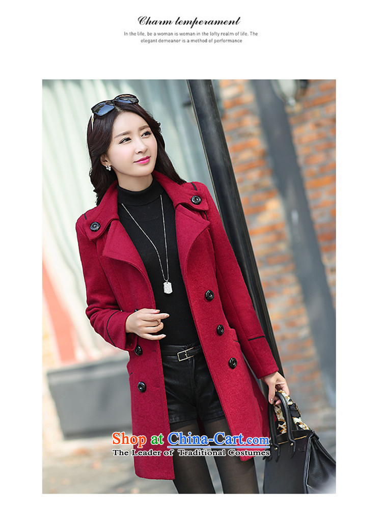 Yi Jin Tysan 2015 Fall/Winter Collections new coats, wool? Long Korean jacket wine red M picture, prices, brand platters! The elections are supplied in the national character of distribution, so action, buy now enjoy more preferential! As soon as possible.
