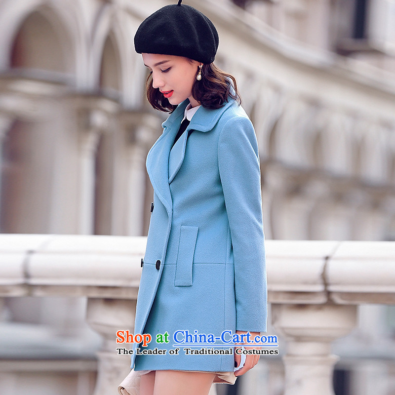 Ho Pui 21015, Battawin autumn new double-suit washable wool a wool coat in the long hair Ms.? jacket , light blue M PEI (lanpei) , , , shopping on the Internet