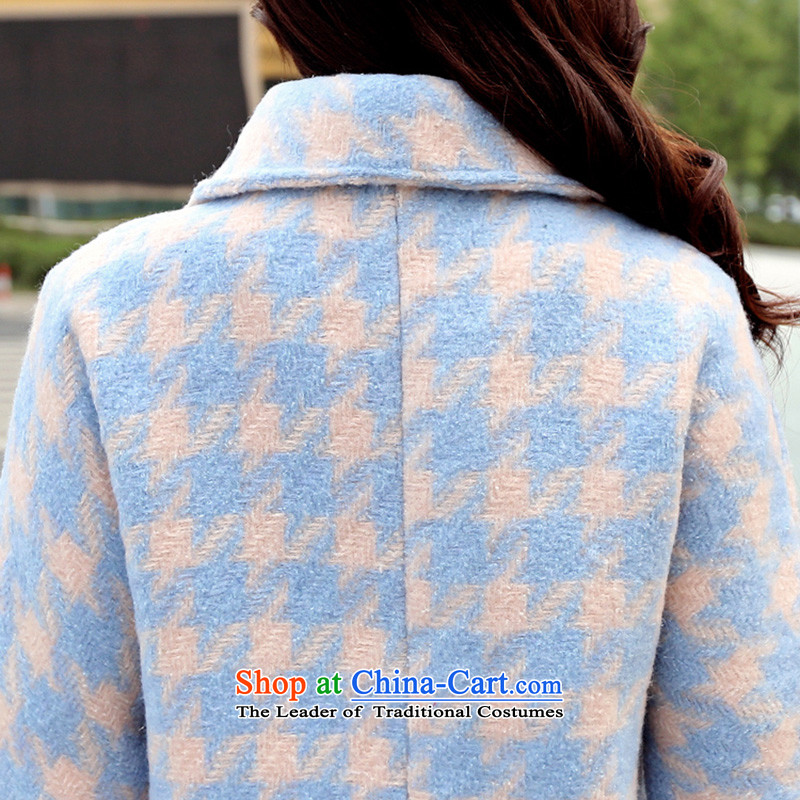 Ho ho 2015 autumn and winter coats? New gross in long Korean women who are thin coat of video gross light blue M, so ho-ho has been pressed shopping on the Internet