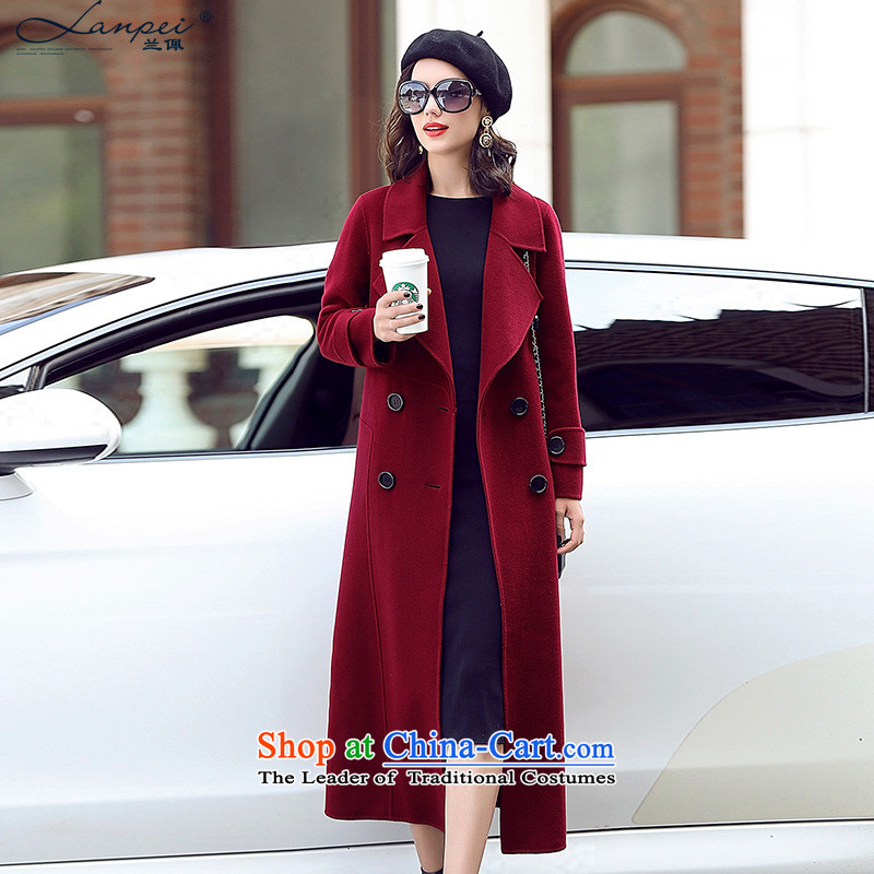 In the?autumn of 2015, the new Pei manually Sau San-sided flannel a wool coat female long-wool? jacket cocoon BOURDEAUX?S