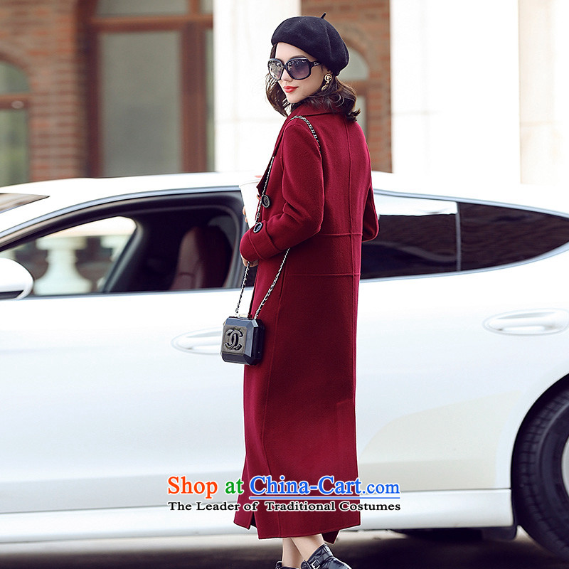 In the autumn of 2015, the new Pei manually Sau San-sided flannel a wool coat female long-wool? jacket cocoon bourdeaux S Ho Pei (lanpei) , , , shopping on the Internet