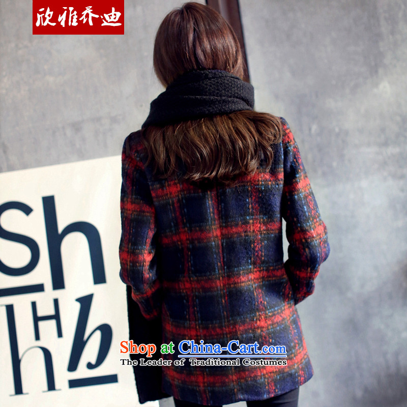 Yan Nga Jodie 2015 autumn and winter new Western-style suit for England wind jacket? female latticed gross a wool coat off the green grid , college-yan Nga Jodie (XINYAJODI) , , , shopping on the Internet