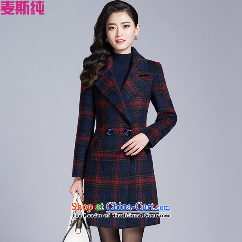 In?2015 autumn and winter pure new Korean large in Sau San long hair? a jacket coat coats female MW80602? red grille?XL