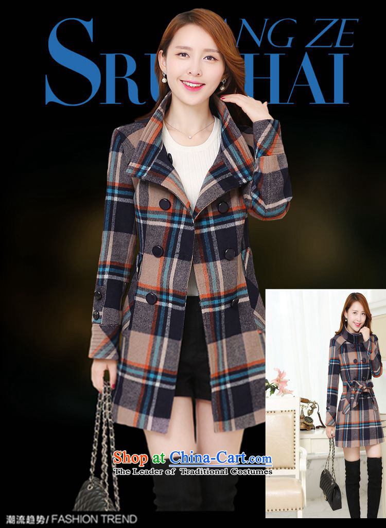 Memnarch Rikke 2015 autumn and winter new women's Korea version? coats and stylish Sau San tether collar jacket in gross so long coats female 972 gross? elegant blue L picture, prices, brand platters! The elections are supplied in the national character of distribution, so action, buy now enjoy more preferential! As soon as possible.