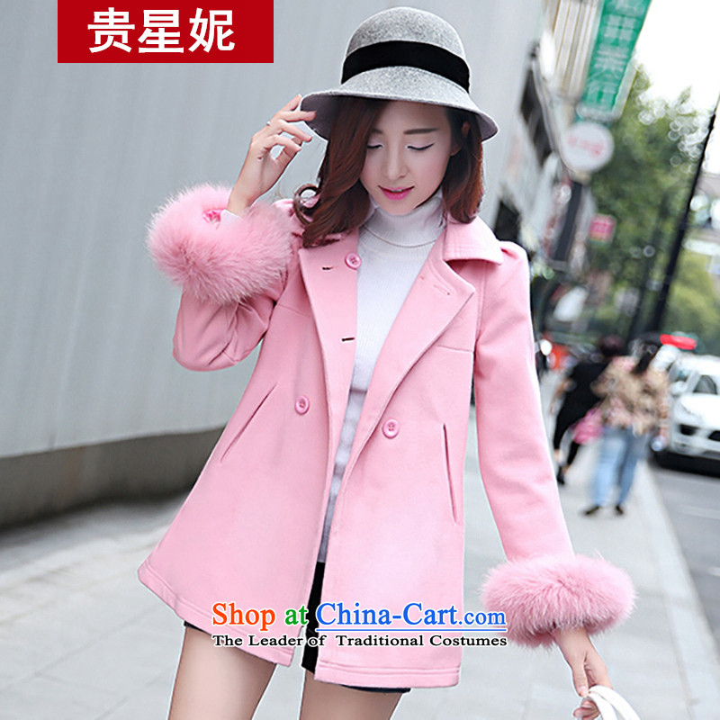 The Star Ni autumn and winter 2015 new gross female Korean jacket? Vogue Fox gross coats Maomao cuff Winter Female pink M The Star Ni , , , shopping on the Internet