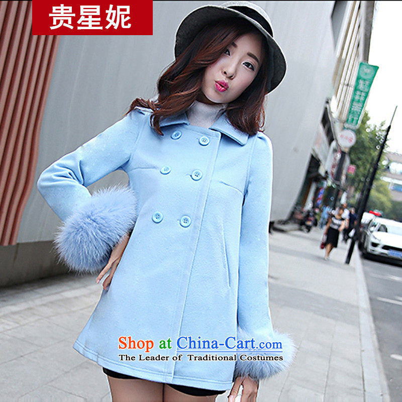The Star Ni autumn and winter 2015 new gross female Korean jacket? Vogue Fox gross coats Maomao cuff Winter Female pink M The Star Ni , , , shopping on the Internet