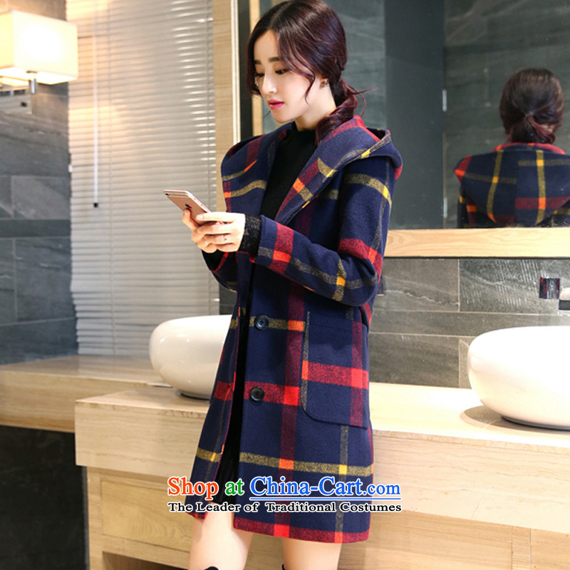 Mi-yeon Yi Shan 2015 autumn and winter coats gross new female Korean? In long a checkered jacket Sau San Red yellow M Mi-yeon Yi Shan shopping on the Internet has been pressed.