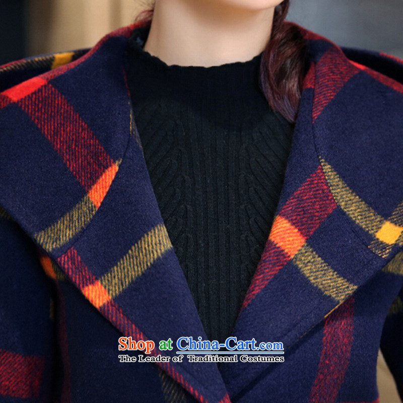Mi-yeon Yi Shan 2015 autumn and winter coats gross new female Korean? In long a checkered jacket Sau San Red yellow M Mi-yeon Yi Shan shopping on the Internet has been pressed.