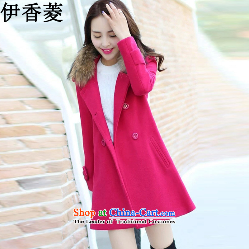 Ikago Ling 2015 autumn and winter New Women Korean Sau San video thin stylish wild in the long hair? female?8024?stunning in coats?XXXL red