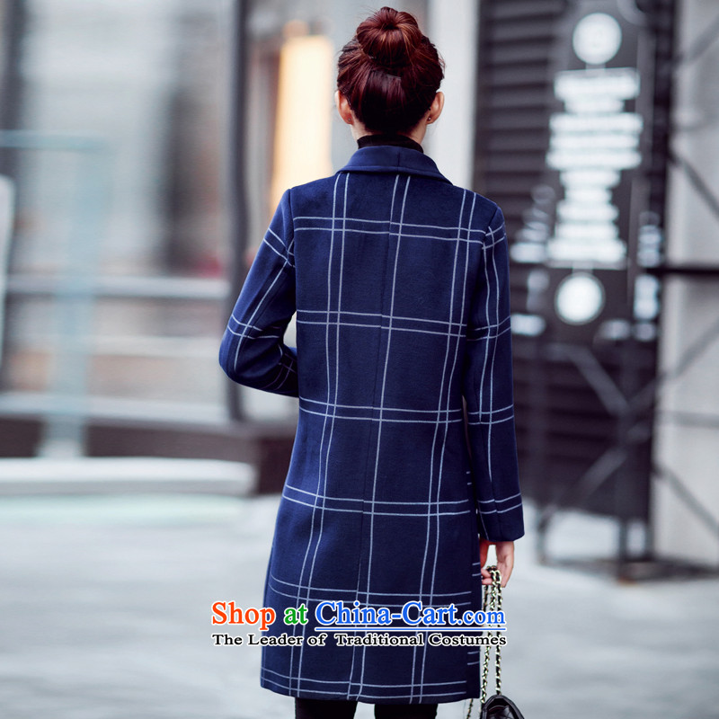 Library sija flagship store 2015 fashion new Korean lapel latticed European webmaster gross? ladies coats tourism temperament jacket female navy M library (KUXIYA SIJA) , , , shopping on the Internet