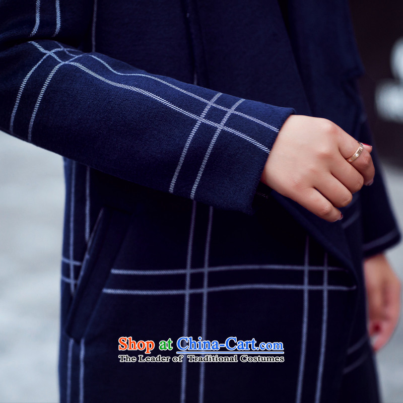 Library sija flagship store 2015 fashion new Korean lapel latticed European webmaster gross? ladies coats tourism temperament jacket female navy M library (KUXIYA SIJA) , , , shopping on the Internet