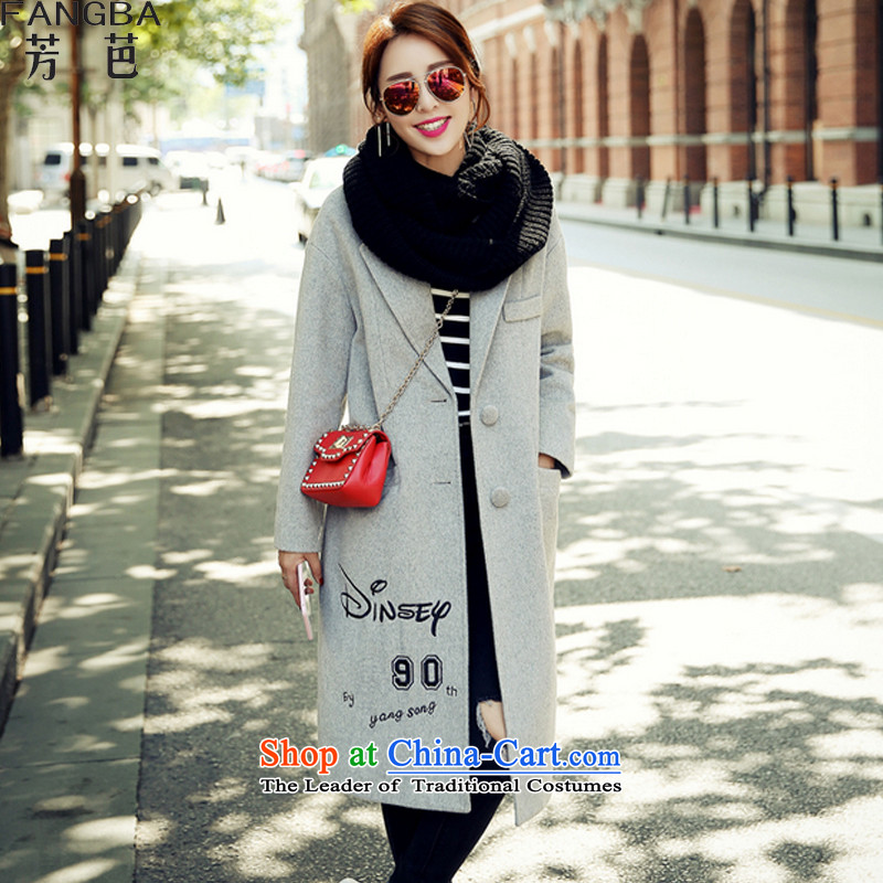 Chemicals andwinter 2015 new coats female Korean_? version stylish medium to long term of Aura? jacket coat women gross girl? A19 Gray     L