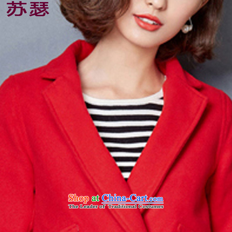 So Joseph autumn and winter 2015 female Korean version in the Sau San long larger Women's jacket coat? female gross 784 red , L, Su Joseph shopping on the Internet has been pressed.