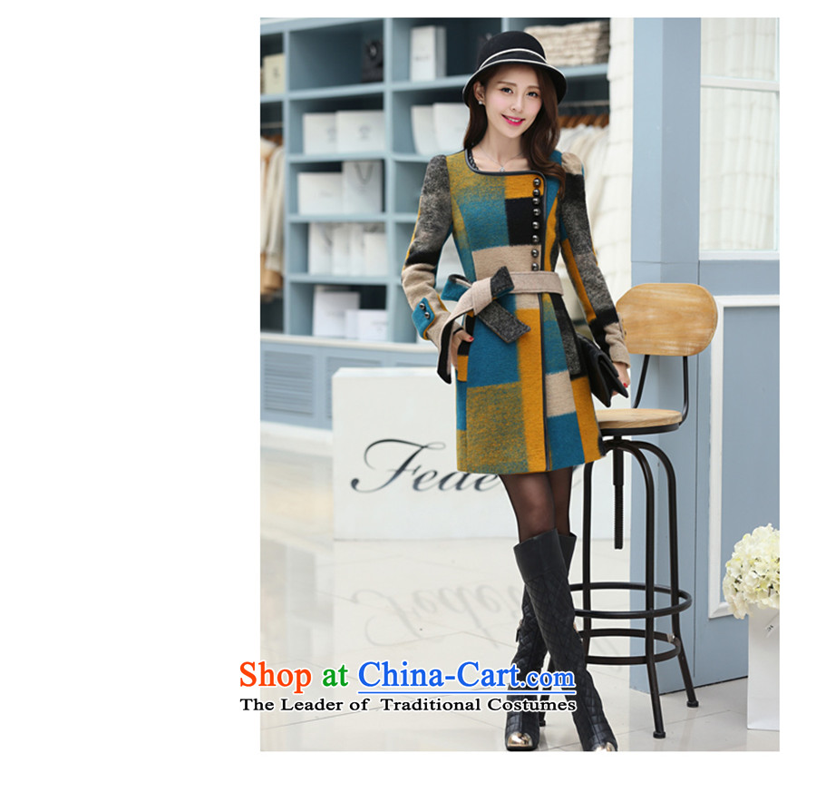 In accordance with the smell of autumn and winter 2015 Xi female fit new western grid wind gross girls coat? long hair? jacket is dirty money coats of Korean children God 