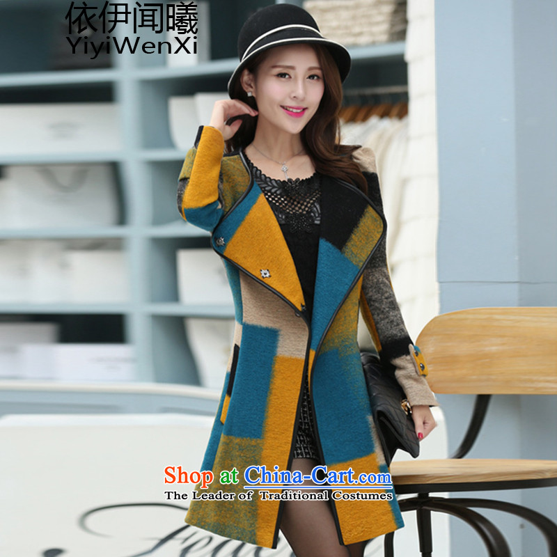 In accordance with the smell of autumn and winter 2015 Xi female fit new western grid wind gross girls coat? long hair? jacket is dirty money coats of Korean children God    ) in accordance with the smell of M, Hei (yiyiwenxi) , , , shopping on the Intern