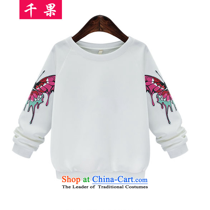 The results of the new Fall thousands of replacing to xl female jackets thick mm long-sleeved T-shirt butterfly embroidery t-shirt 200 catties thick sister video thin sweater 364 Black 4XL, QIANGUO fruit (thousands) , , , shopping on the Internet