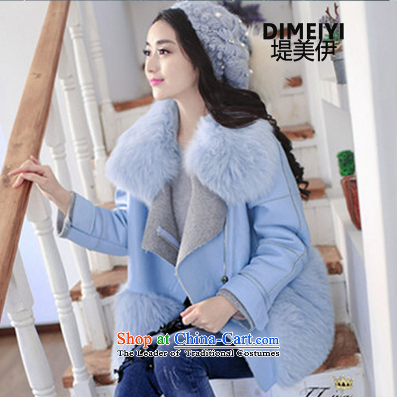 Entities of the United States and Iraq 2015 new Korean version thin fox gross collar short of fur coat, extra thick? overcoat, blue dress , embankment of the United States and Iraq (DIMEIYI) , , , shopping on the Internet