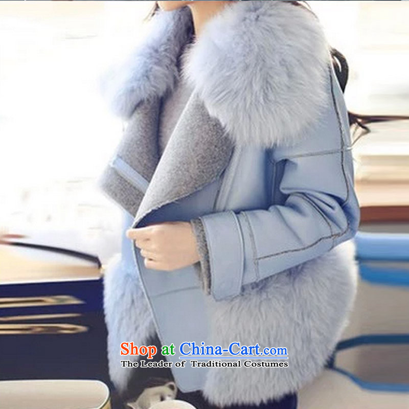 Entities of the United States and Iraq 2015 new Korean version thin fox gross collar short of fur coat, extra thick? overcoat, blue dress , embankment of the United States and Iraq (DIMEIYI) , , , shopping on the Internet