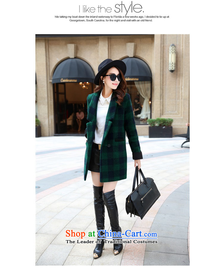 2015 winter clothing new OVBE, Korean fashion lapel latticed Sau San Mao? wild in temperament coats long jacket, Female Green Grid M picture, prices, brand platters! The elections are supplied in the national character of distribution, so action, buy now enjoy more preferential! As soon as possible.