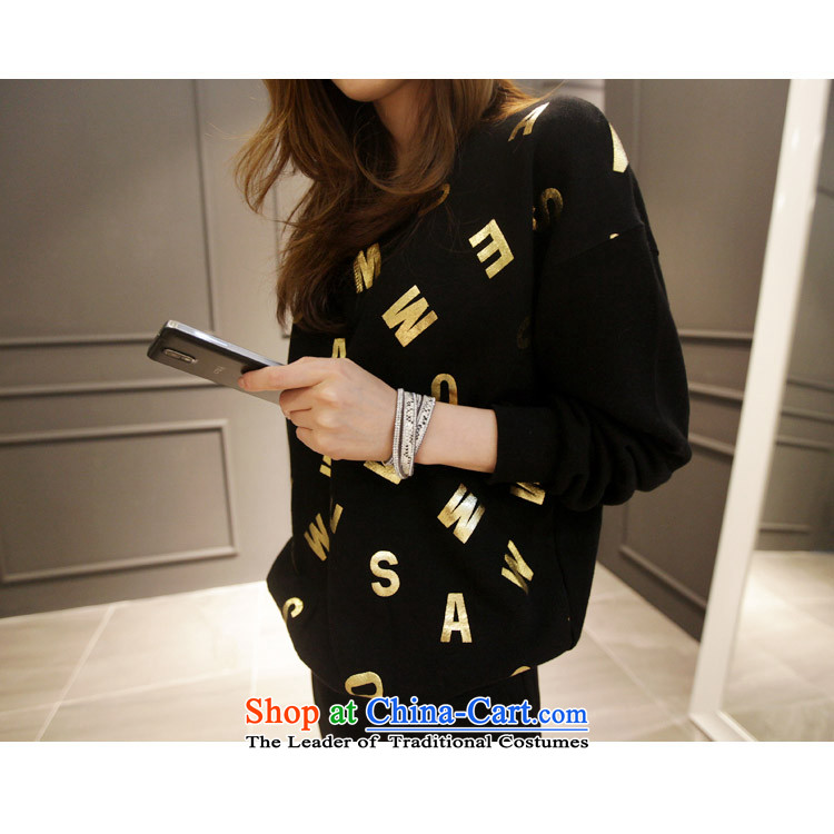 The new 2015 Zz&ff to xl autumn and winter female thick MM200 catty letters forming the shirt sweater stamp T-shirt black XXXXXL picture, prices, brand platters! The elections are supplied in the national character of distribution, so action, buy now enjoy more preferential! As soon as possible.