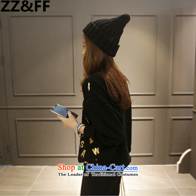 The new 2015 Zz&ff to xl autumn and winter female thick MM200 catty letters forming the shirt sweater stamp T-shirt black XXXXXL,ZZ&FF,,, shopping on the Internet