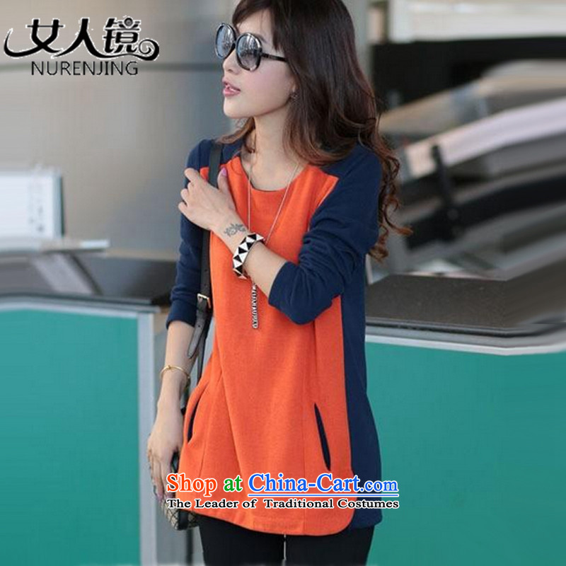 Woman mirror the new maximum 2015 autumn in the long autumn and winter clothes, forming the long-sleeved #N8961 relaxd clothes orange 3XL, nurenjing mirrors (woman) , , , shopping on the Internet