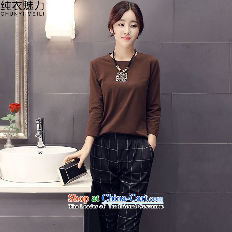 Plain clothes charm Fall_Winter Collections Korean leisure wears two kits XK101444 BROWNXL