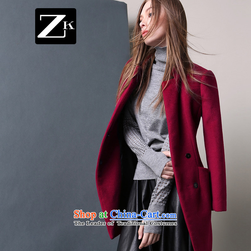 Zk Western women 2015 Fall/Winter Collections new aubergine Sau San? In gross jacket long time a wool coat bourdeaux S,zk,,, shopping on the Internet