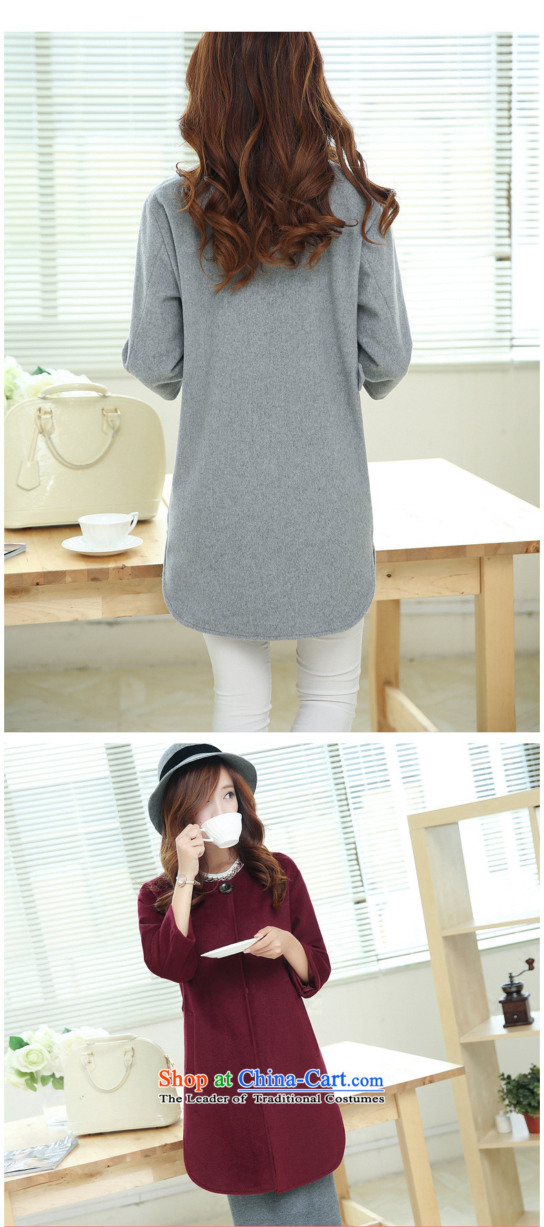 Vera wind 2015 autumn and winter new Korean version of large numbers of ladies loose video thin round-neck collar coats jacket in gross? Long Female gray M picture, prices, brand platters! The elections are supplied in the national character of distribution, so action, buy now enjoy more preferential! As soon as possible.