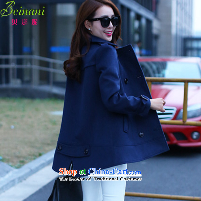 Addis Ababa her 2015 autumn and winter new mm thick hair? jacket to xl female cloak-windbreaker a wool coat 512 dark blue XXXL160-175, Addis Ababa (beinani her) , , , shopping on the Internet
