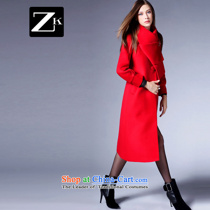 Zk Western women 2015 Fall/Winter Collections New pure colors for gross? jacket scarf female long Sau San a wool coat gray L,zk,,, shopping on the Internet