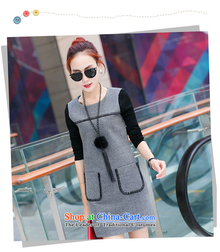 North America and 2015 autumn and winter in new long loose lace video thin coat larger female gray color   photo of 8088 XL, prices, brand platters! The elections are supplied in the national character of distribution, so action, buy now enjoy more preferential! As soon as possible.