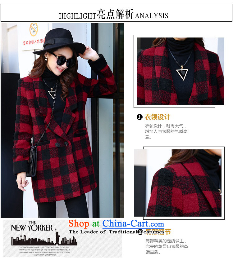 2015 winter clothing new OVBE, Korean fashion lapel latticed Sau San Mao? wild in temperament coats long jacket, Female Red Grid XL Photo, prices, brand platters! The elections are supplied in the national character of distribution, so action, buy now enjoy more preferential! As soon as possible.