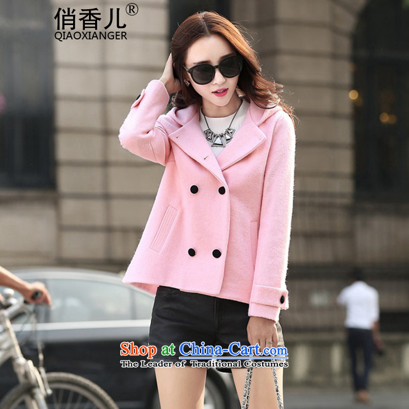 For child care? female Hong Mao jacket of autumn and winter 2015 new lady a short of small-wind? is a thin elegant gross Sau San video? pink jacket?M