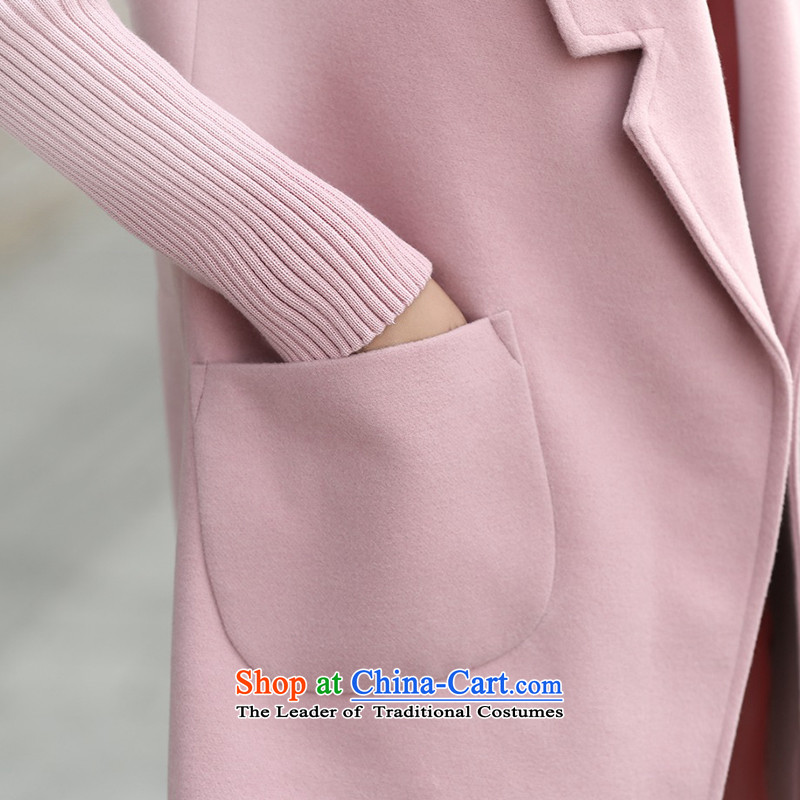 For autumn and winter 2015-heung-new ladies hair? Jacket Korean fashion sweater stitching long-sleeved temperament and elegant in thin long graphics gross overcoats? female pink M-QIAOXIANGER for Hong) , , , shopping on the Internet