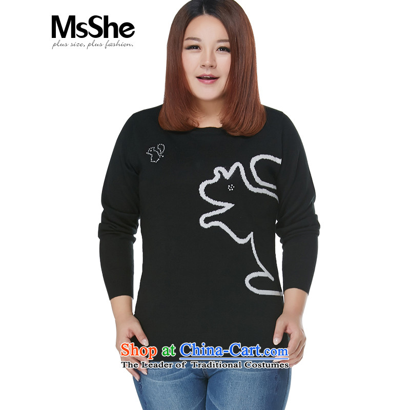 To increase the number msshe women 2015 new autumn and winter thick sister video thin sweater pullovers 4-7871-8700?3XL black