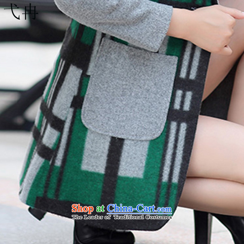 Cruise in the autumn and winter 2015 advanced new for women in the Korean version of the Sau San long coats N460 latticed gross? green XL, more.... enjoy shopping on the Internet