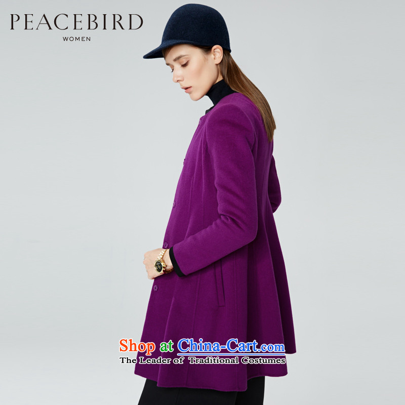 Women Peacebird 2015 new products for winter coats A1AA44430 round-neck collar purple , L PEACEBIRD shopping on the Internet has been pressed.