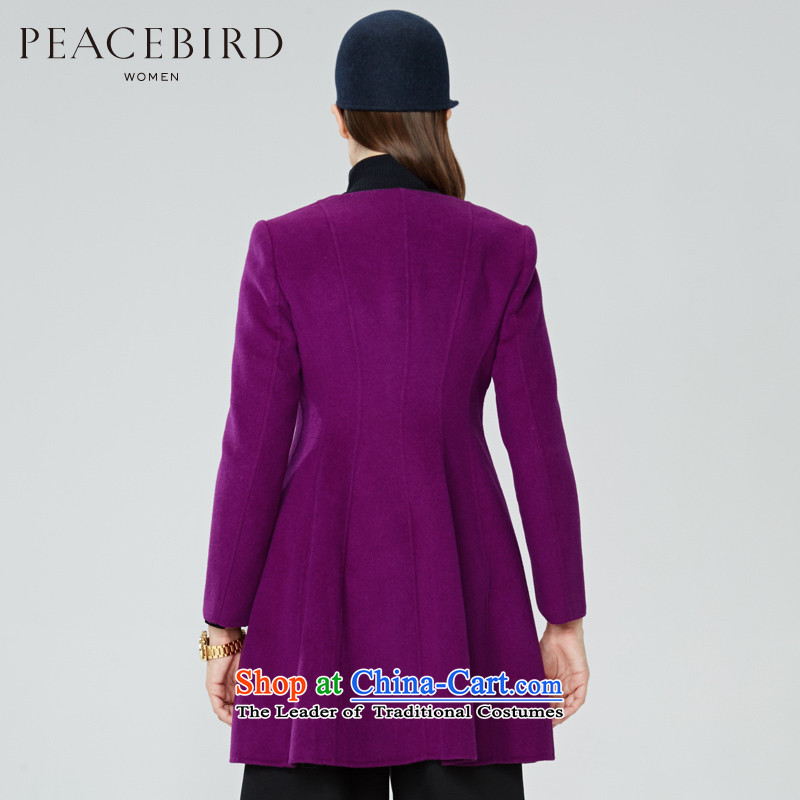 Women Peacebird 2015 new products for winter coats A1AA44430 round-neck collar purple , L PEACEBIRD shopping on the Internet has been pressed.