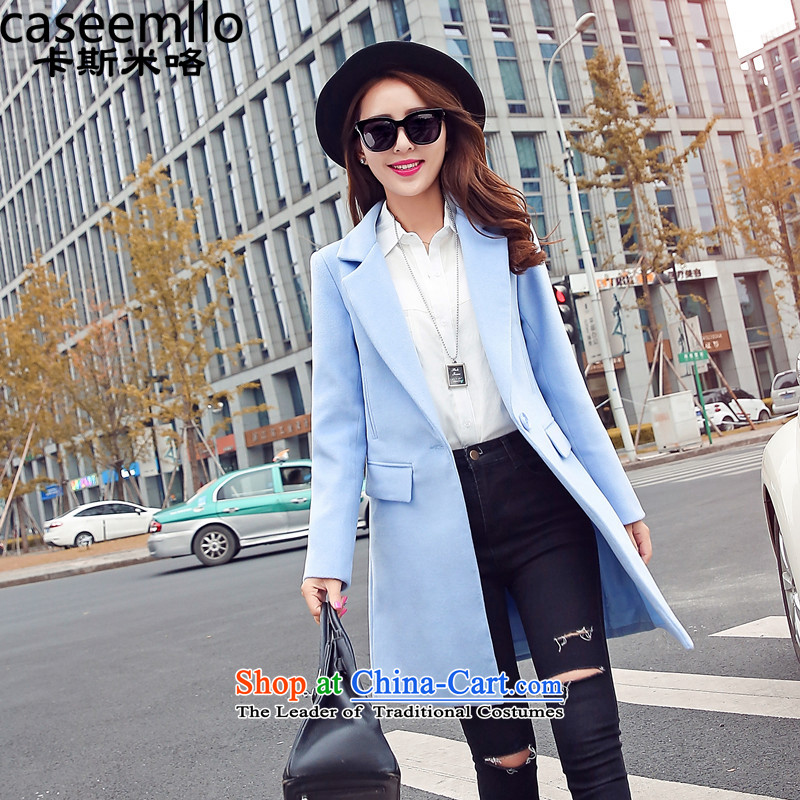 7462m and the new, Autumn 2015 Korean version of women's gross? female power coat jacket light blue M